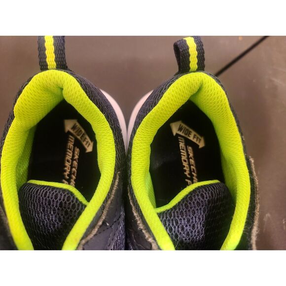 Skechers Kids' Dyna-lite Comfort Sneaker Black Neon Green Size 2.5 - Picture 6 of 8